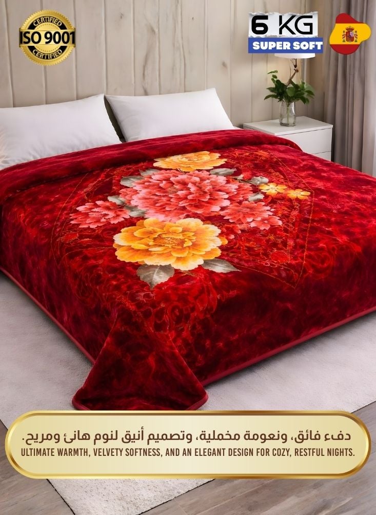 Premium 6kg Super Soft Floral Blanket – Luxury Red Rose Pattern Heavy Winter Blanket - Image 2